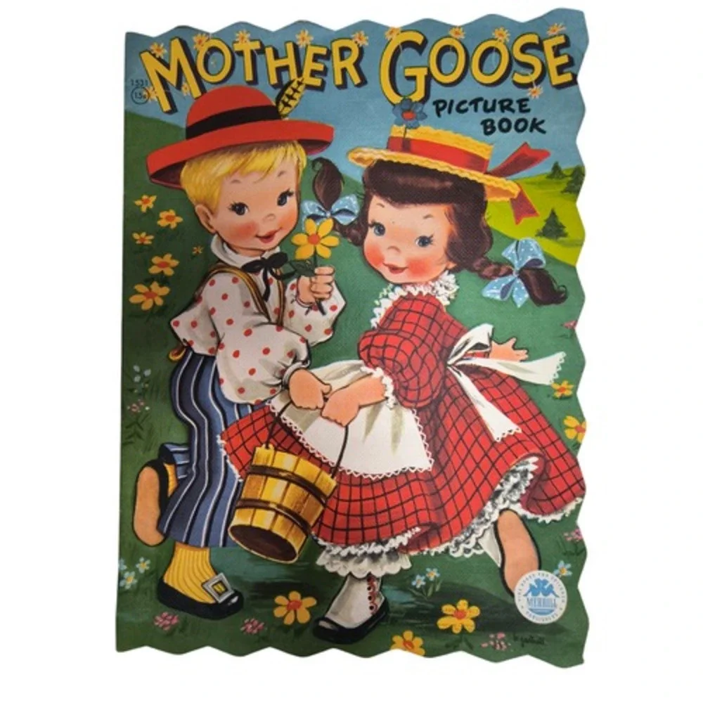 1948 Merrill Scallop Edge Gartrell Mother Goose Nursery Rhymes Softcover Book